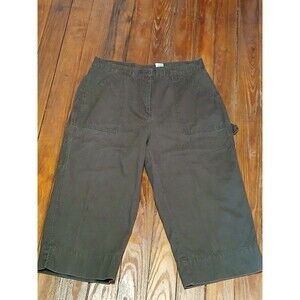 VINTAGE Bill Blass Petite Jeans Cargo Capri Dark Olive 14P 100%Cotton